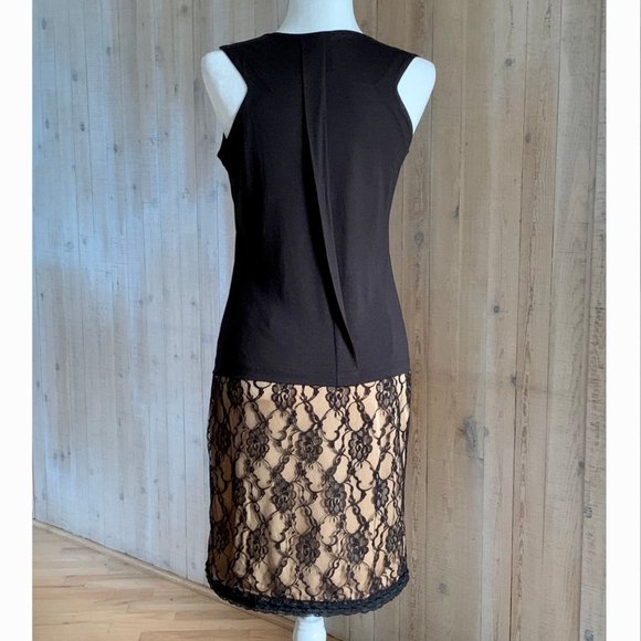 Betsey Johnson black lace over cream w/slit and bow midi skirt - size M - Picture 10 of 10